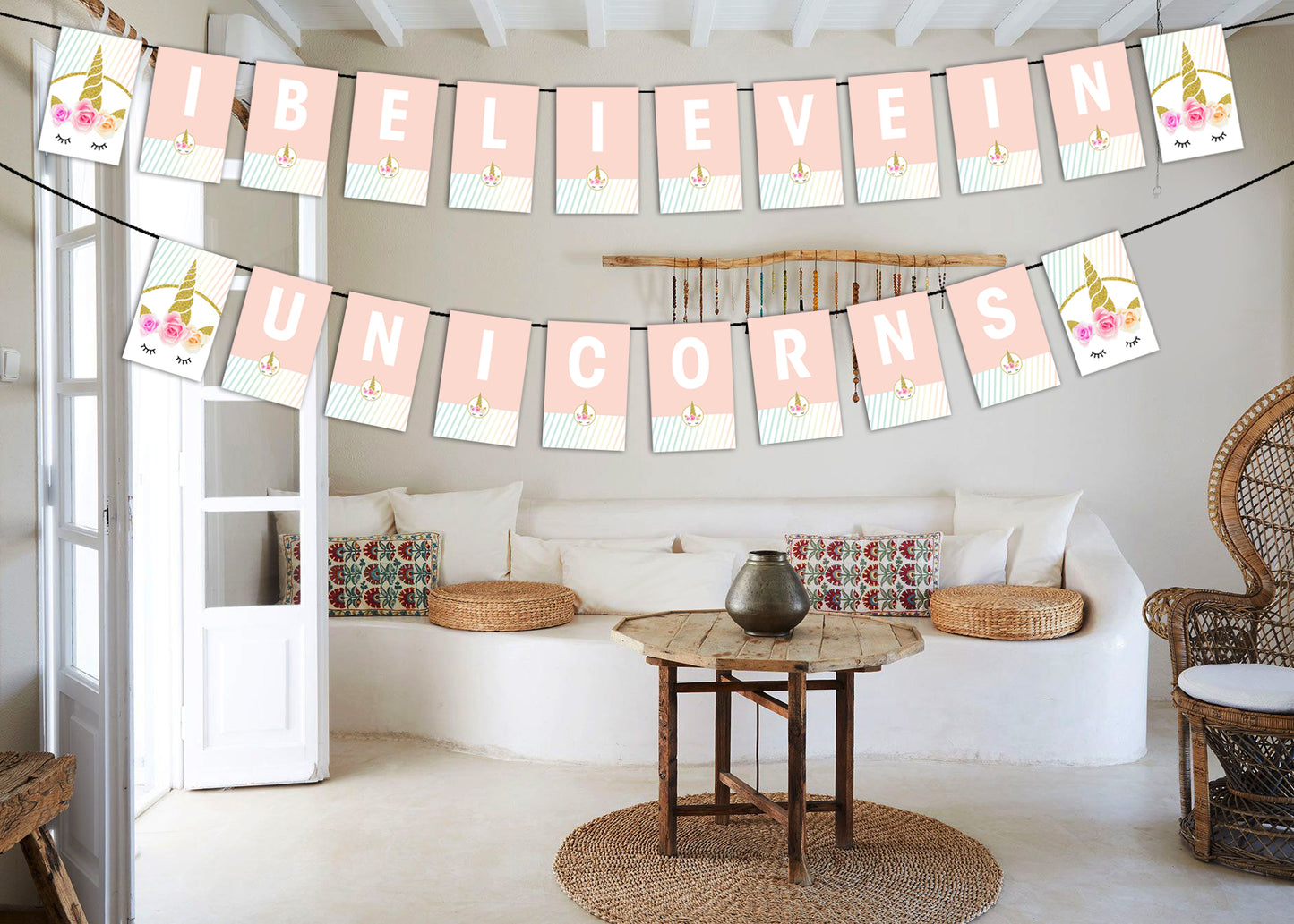 Unicorn Theme Birthday Party Banner for Decoration