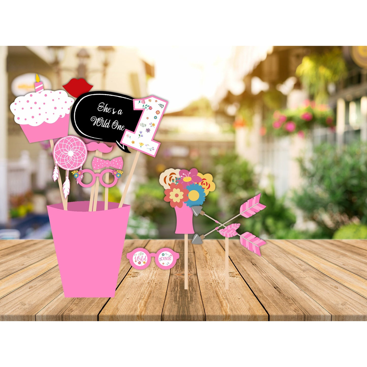 Wild One Birthday Party Photo Booth Props Kit