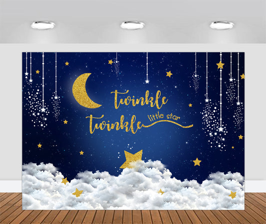 Personalize Twinkle Twinkle Little Star Birthday Backdrop Banner