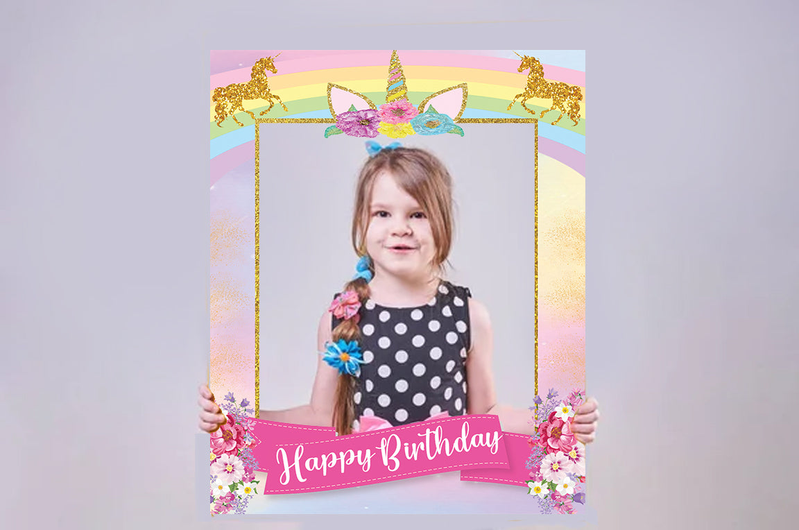 Unicorn Theme Birthday Party Selfie Photo Booth Frame