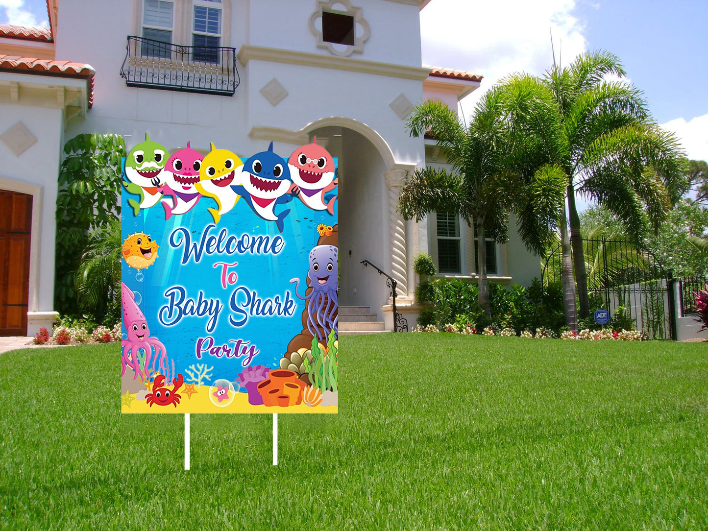 Baby Shark Theme Birthday Party Welcome Board