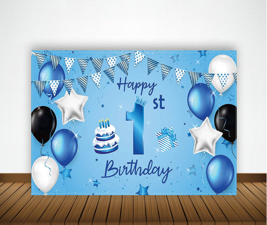 One is Fun First Birthday Party Backdrop Decoration for Boys