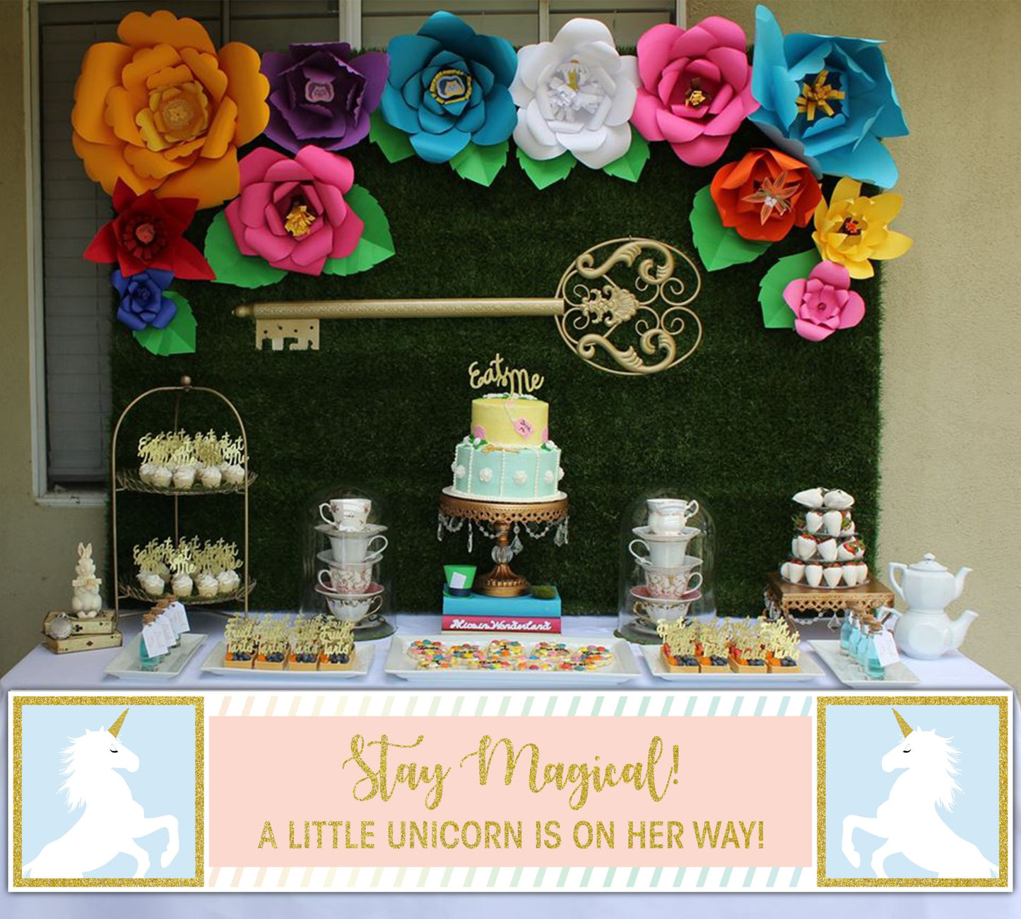 Unicorn Theme Birthday Party Long Banner for Decoration
