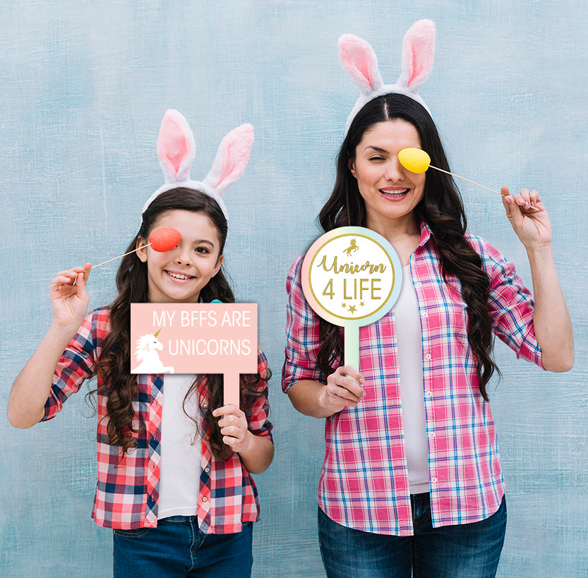 Unicorn Theme Birthday Party Selfie Photo Booth Frame & Props