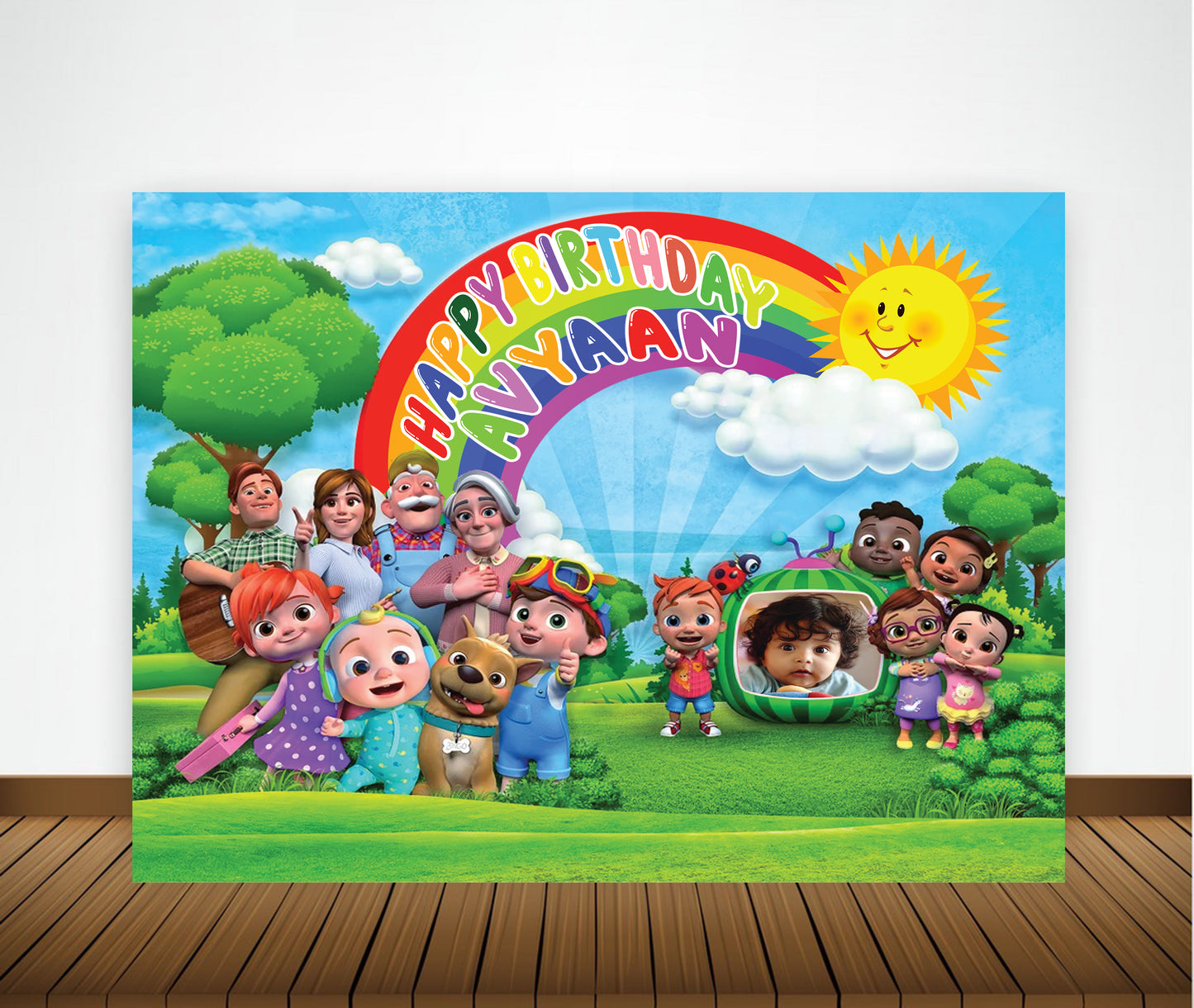 Cocomelon Theme Birthday Party Backdrop