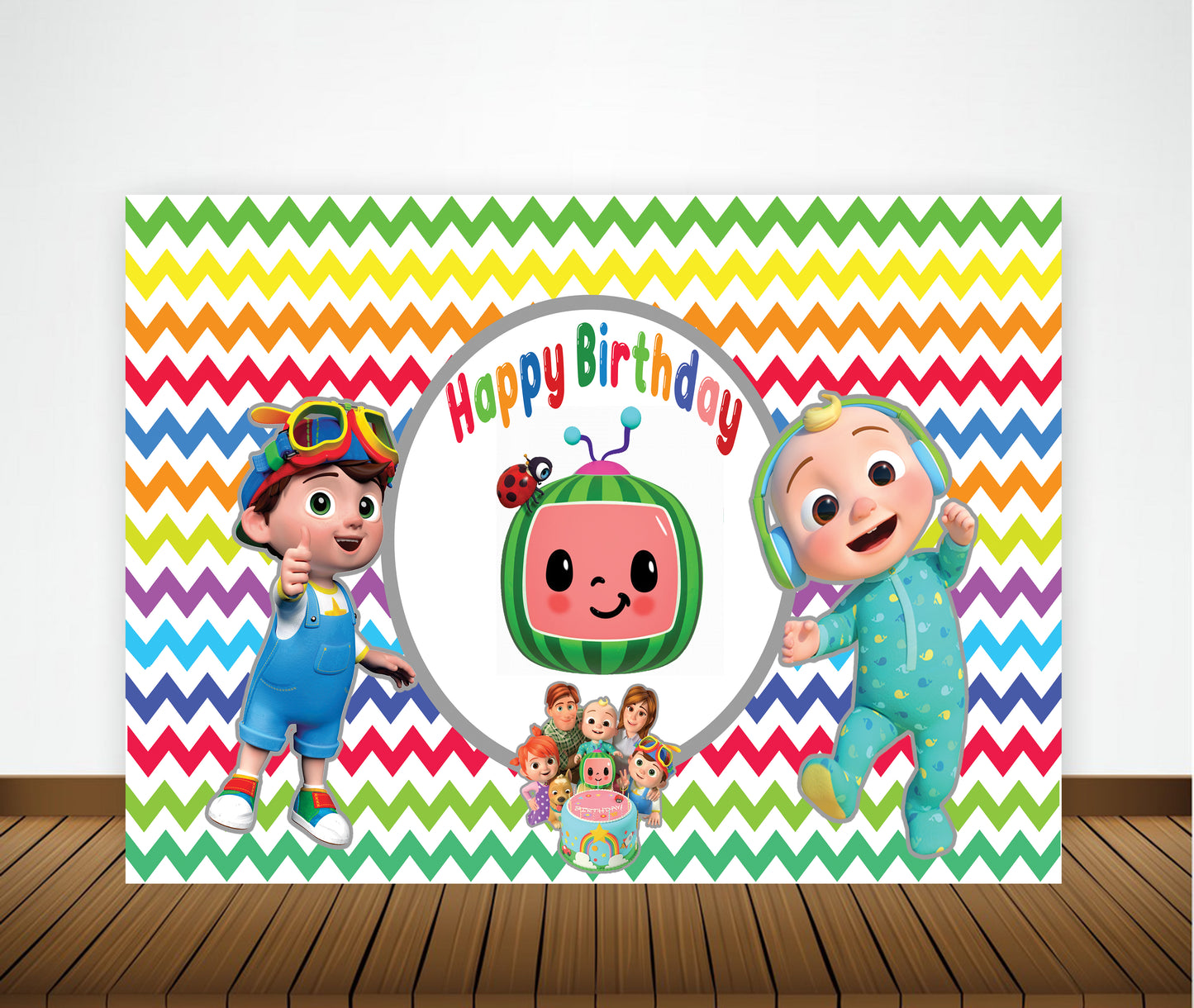 Cocomelon Theme Birthday Party Backdrop