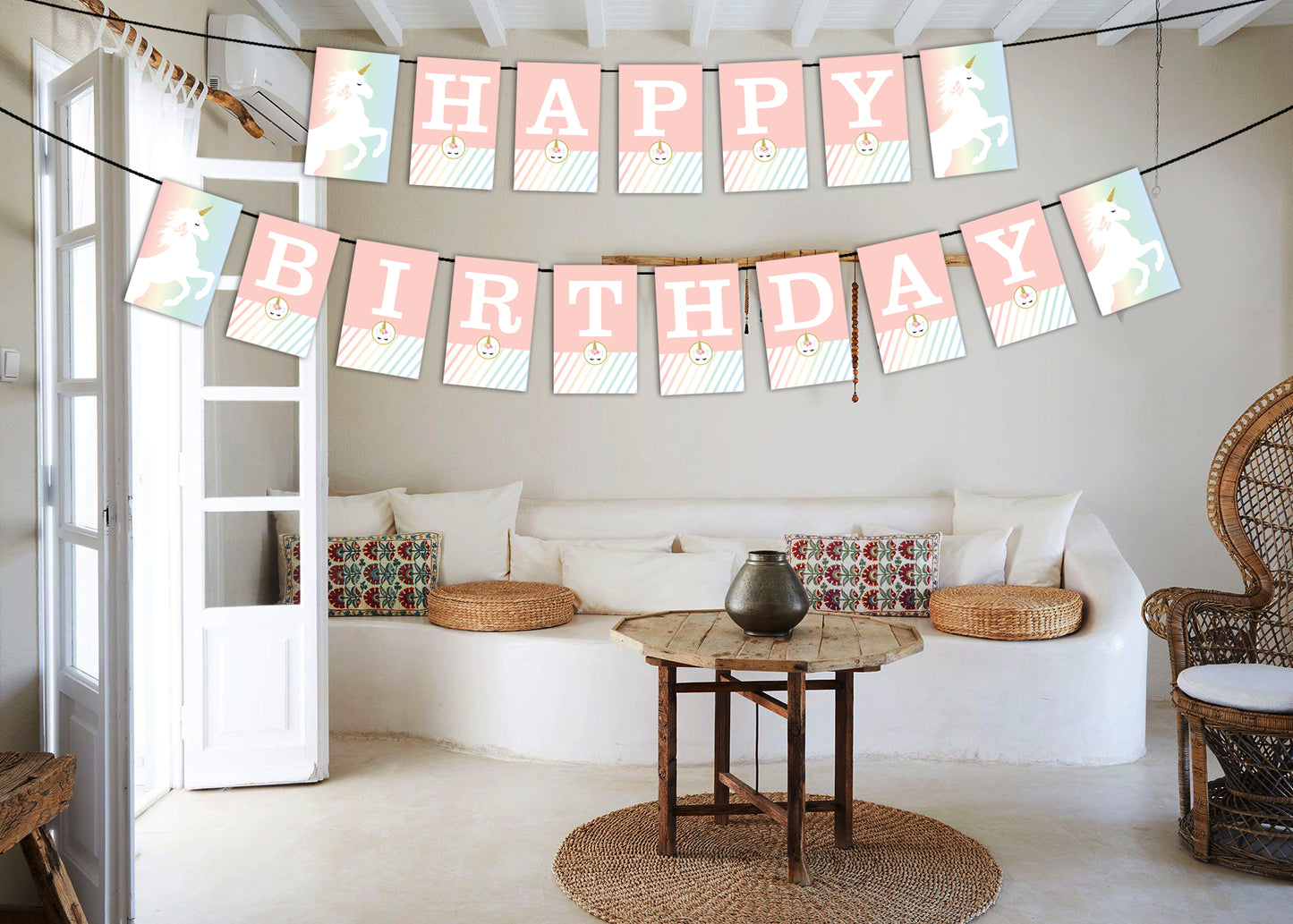 Unicorn Theme Birthday Party Banner for Decoration