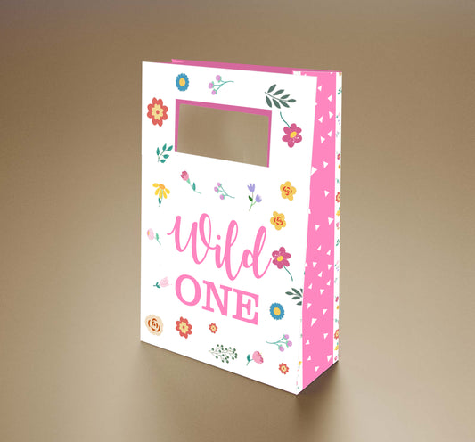"Wild One"- Girl First Birthday Theme Based Favor Box/Return Gift Bag - Pack Of 6
