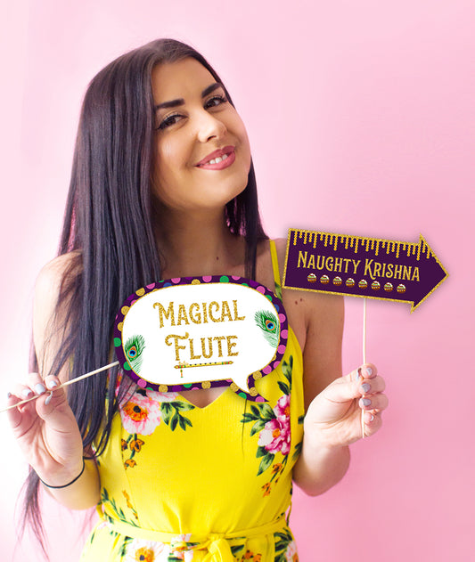 “Little Krishna /Janmashtami"- Party Photo Booth Props Kit- Set Of 10