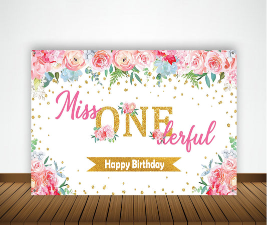 One is Fun First Birthday Party Backdrop For Girls