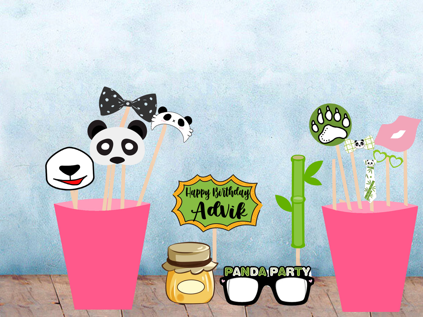Panda Theme Birthday Party Photo Booth Props Kit