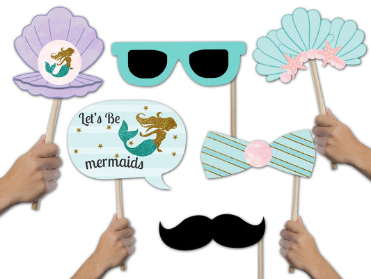 Mermaid Theme Birthday Party Photo Booth Props Kit