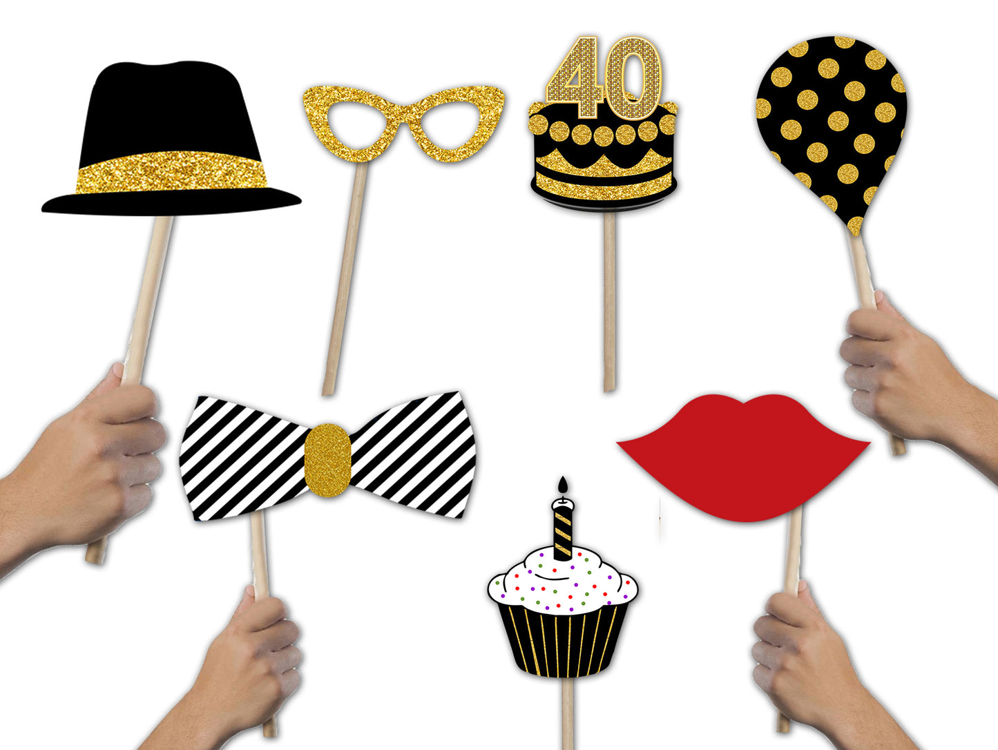 40th Birthday Party Photo Booth Props Kit