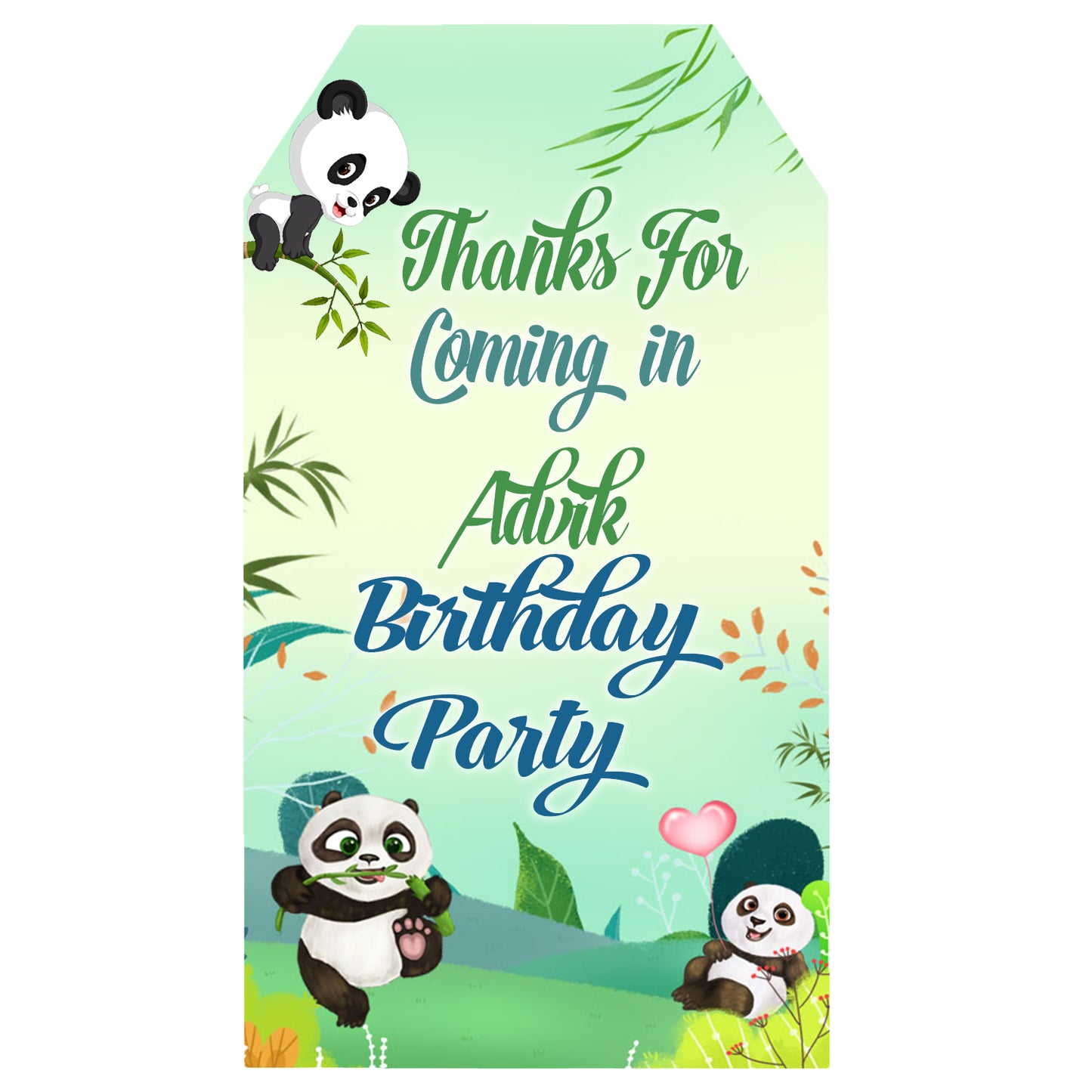 Panda Theme Birthday Party Thank You Gift Tags
