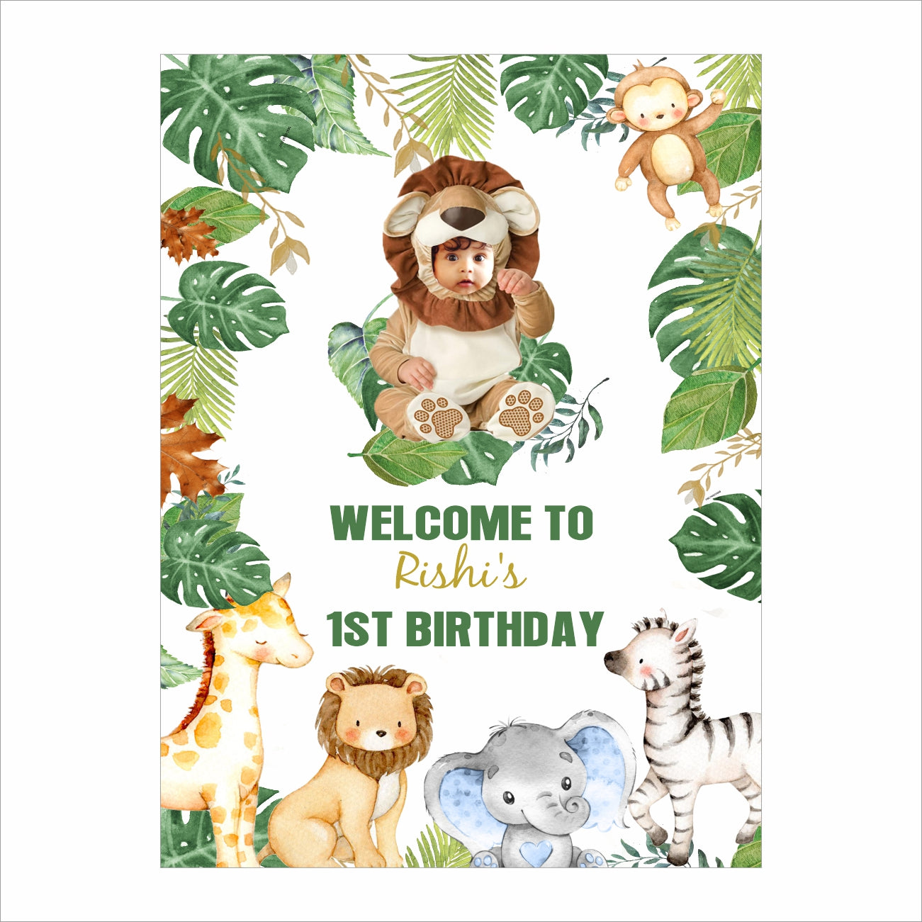 Jungle Theme Birthday Party Welcome Board