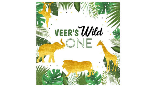 Personalize Jungle Birthday Backdrop Banner