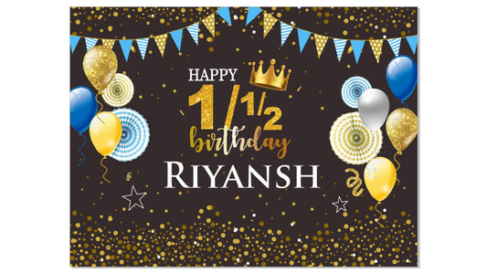 Personalize 1/2 Birthday Backdrop Banner