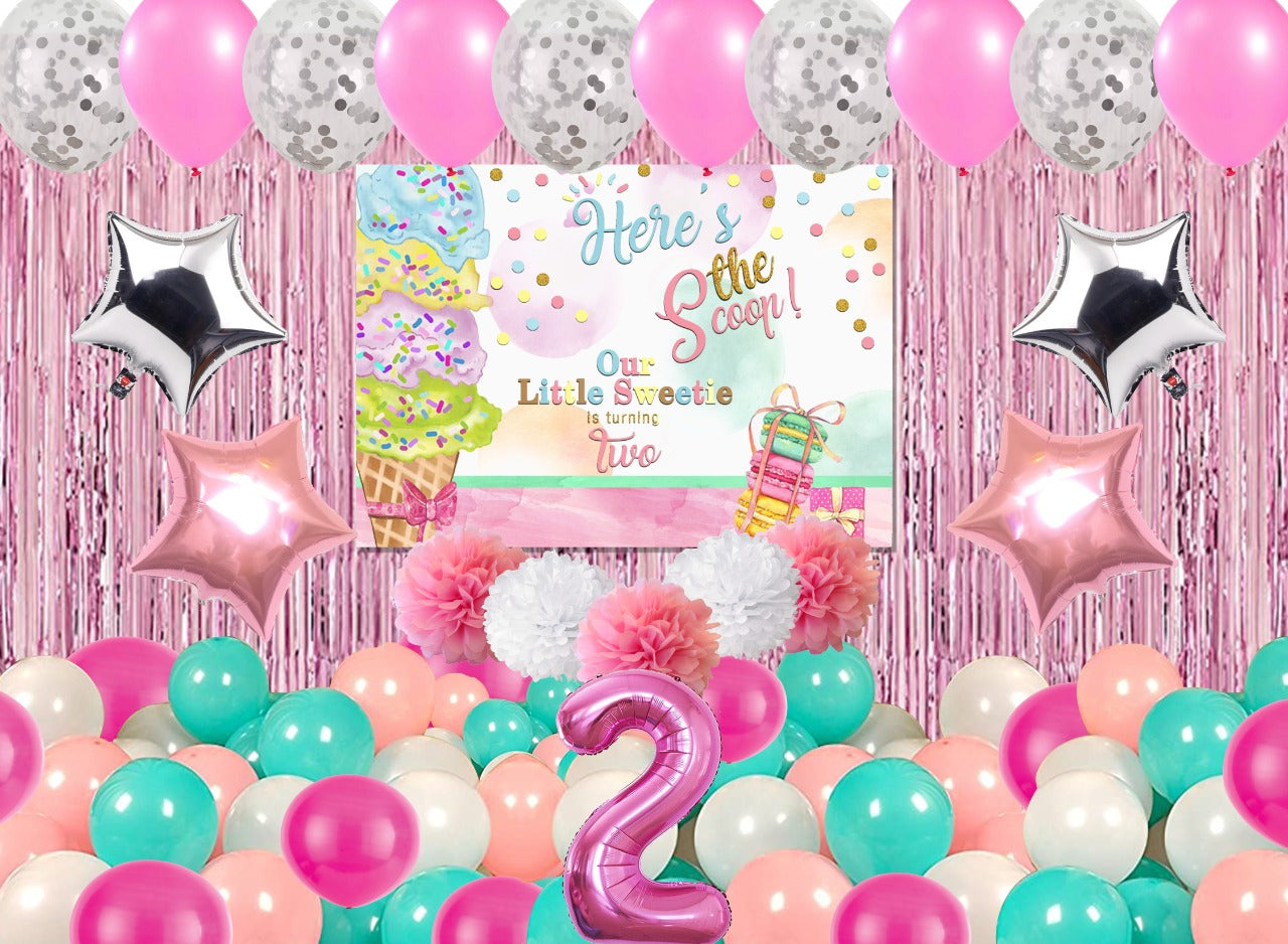 Two Sweet Theme Birthday Party Complete Decoration Kit