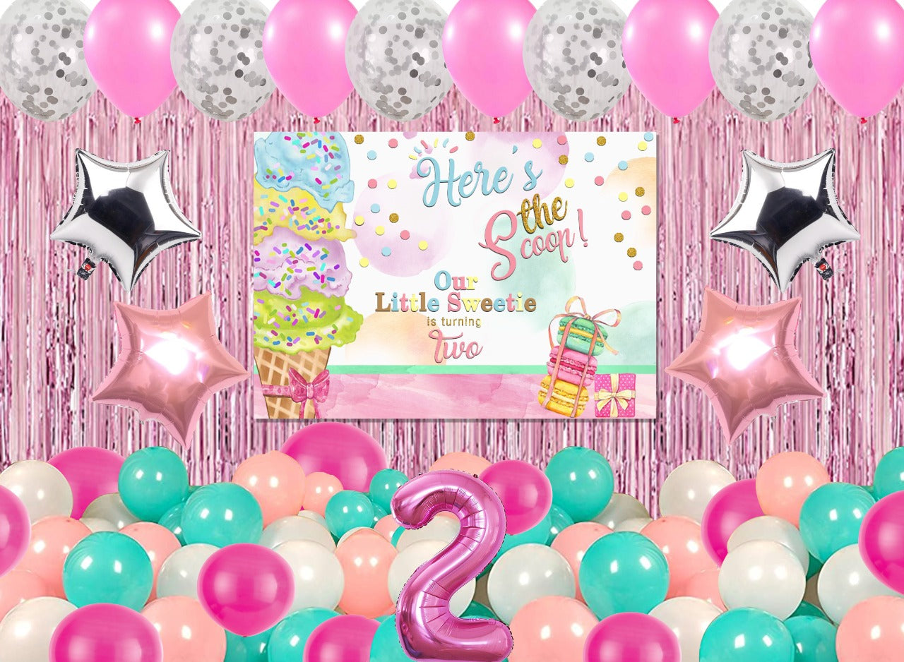 Two Sweet Theme Birthday Party Complete Decoration Kit