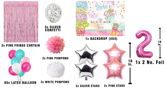 Two Sweet Theme Birthday Party Complete Decoration Kit
