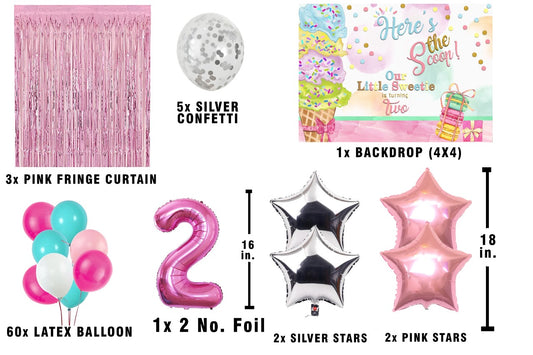 Two Sweet Theme Birthday Party Complete Decoration Kit