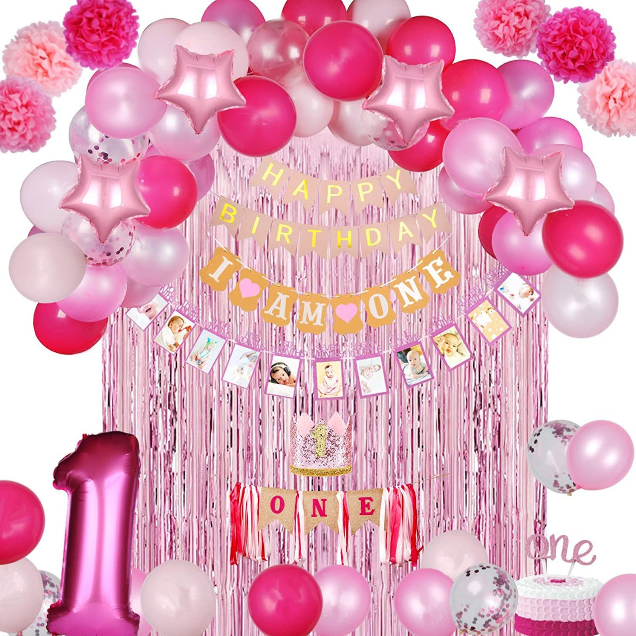 Girls First Birthday Complete Decoration Set