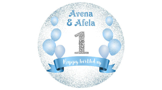 Personalize Round 1st Birthday Backdrop Banner