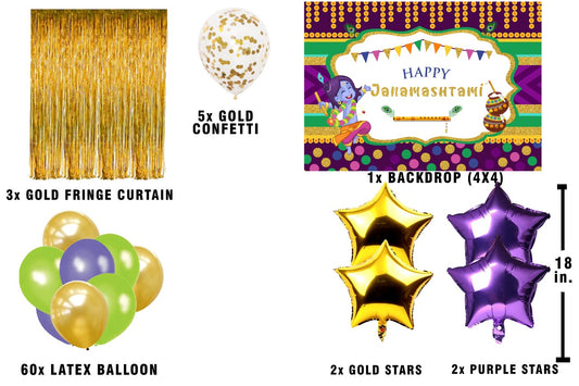 Krishna Theme /Janmashtami Complete Decoration Kit with Backdrop