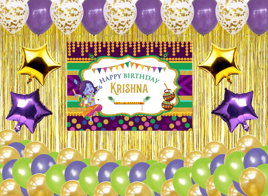 Krishna Theme Complete Decoration Kit with Backdrop