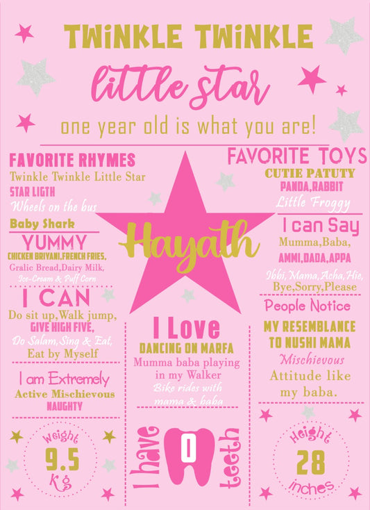 Twinkle Twinkle Little Star Theme Customized Chalkboard Milestone Board