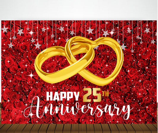 25th Anniversary Party Backdrop For Decorations
