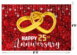 25th Anniversary  Party Decoration Kit with Backdrop & Balloons