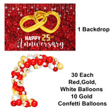 25th Anniversary  Party Decoration Kit with Backdrop & Balloons