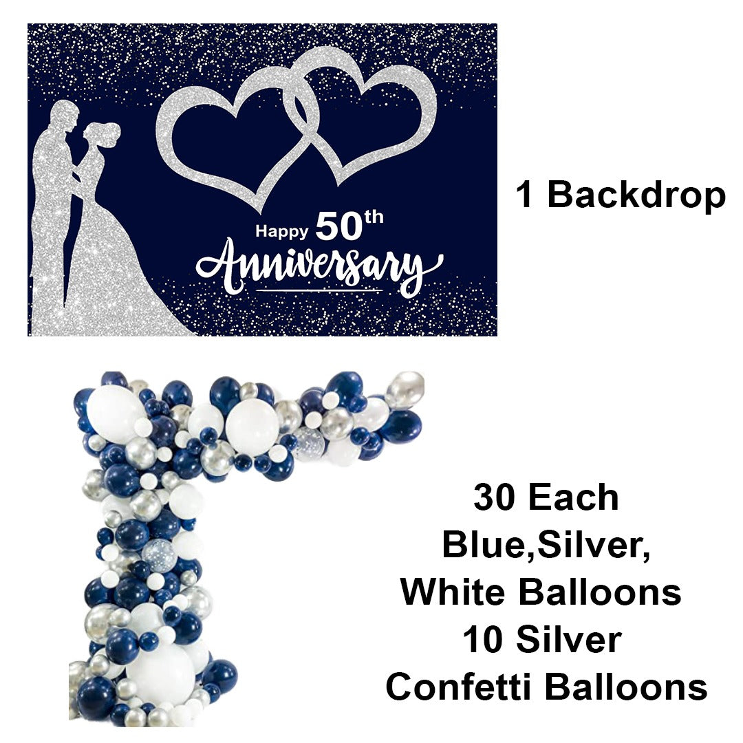 50th Anniversary Party Decoration Kit with Backdrop & Balloons
