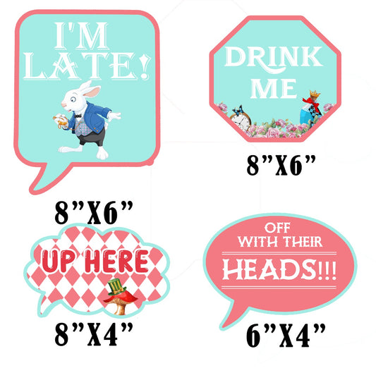 Alice Tea Party Theme Birthday Party Photo Booth Props Kit