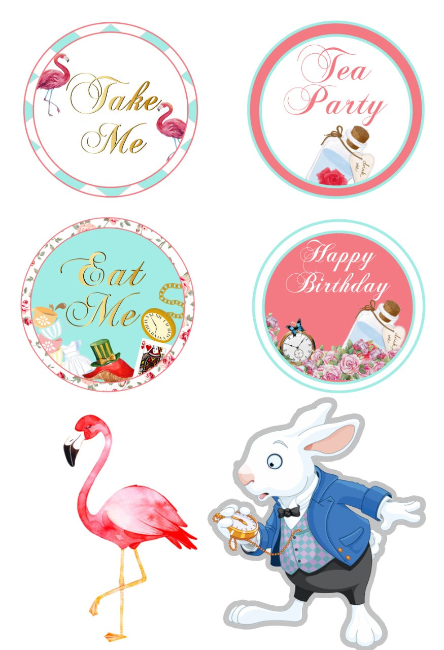 Alice Tea Party Theme Birthday Party Cake Topper /Cake Decoration Kit