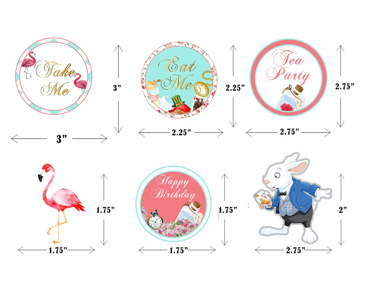 Alice Tea Party Theme Birthday Party Cake Topper /Cake Decoration Kit