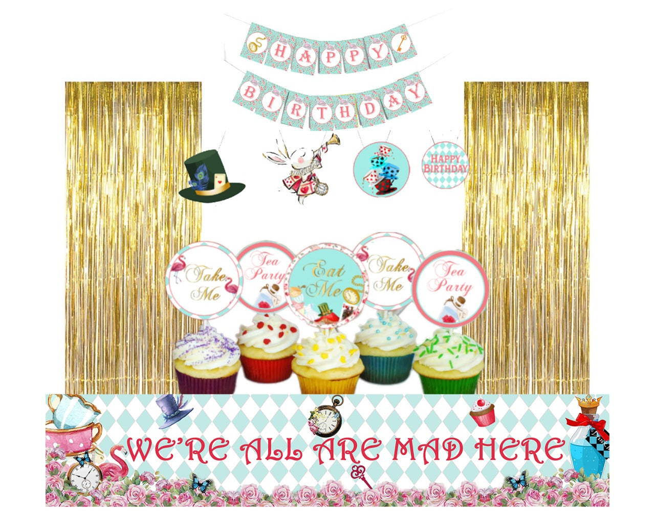 Alice Tea Party Theme Birthday Party Decoration Kit