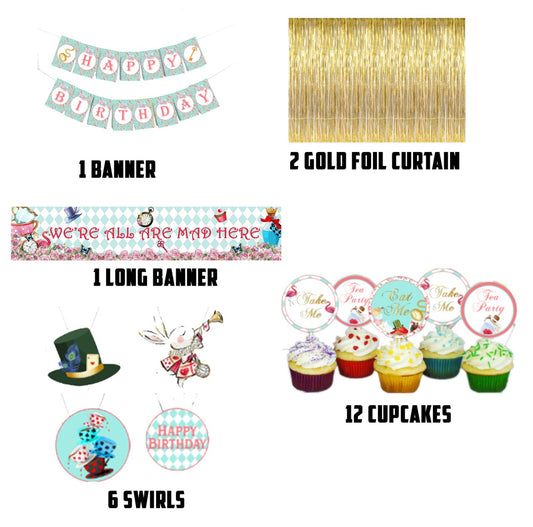 Alice Tea Party Theme Birthday Party Decoration Kit