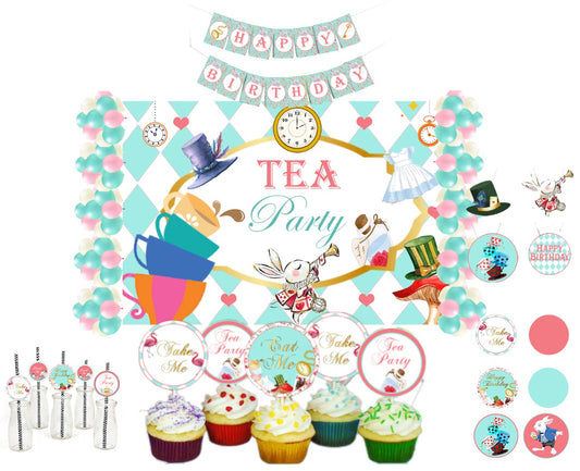 Alice Tea Party Theme Birthday Party Decoration Kit