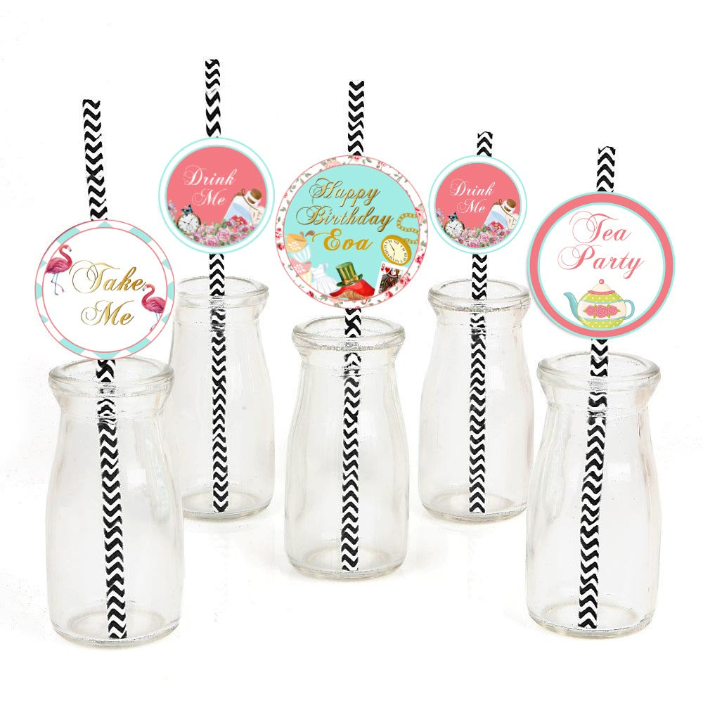 Alice Tea Party Theme Birthday Party Paper Decorative Straws