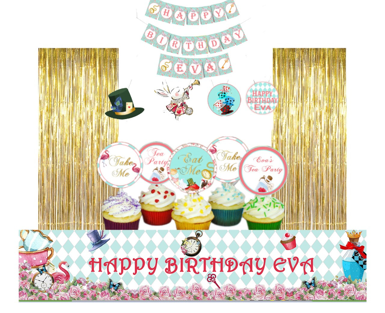Alice Tea Party Theme Birthday Party Decoration Kit