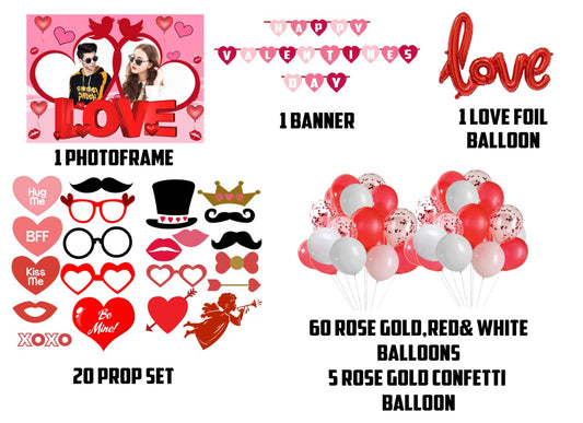 Valentine Photo booth Balloons and Decoration Set For Valentine Decoration Party