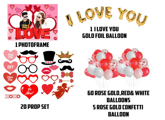 Valentine Photo booth I LOVE YOU Balloons and Decoration Set For Valentine Decoration Party