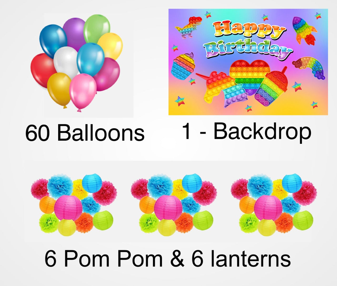 Pop It Theme Birthday Party Decoration Kit