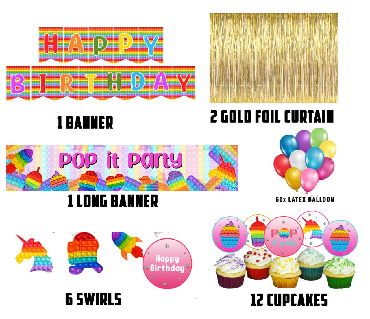 Pop It Theme Birthday Party Decoration Kit