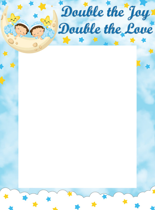 Twin Boys Birthday Party Selfie Photo Booth Frame & Props