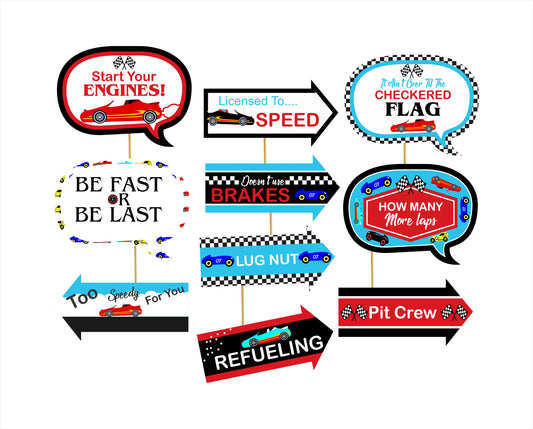 Cars Birthday Party Photo Booth Props Kit