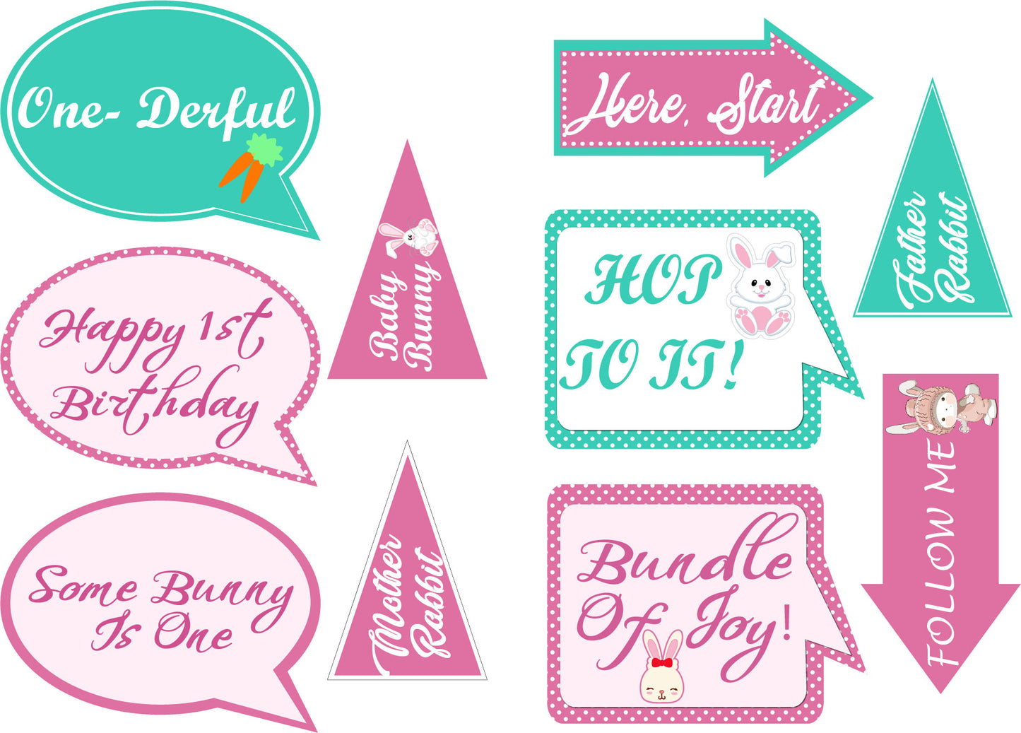 Some Bunny Is One Birthday Party Photo Booth Props Kit