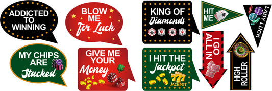 Casino/Card Party Photo Booth Props Kit For Decorations